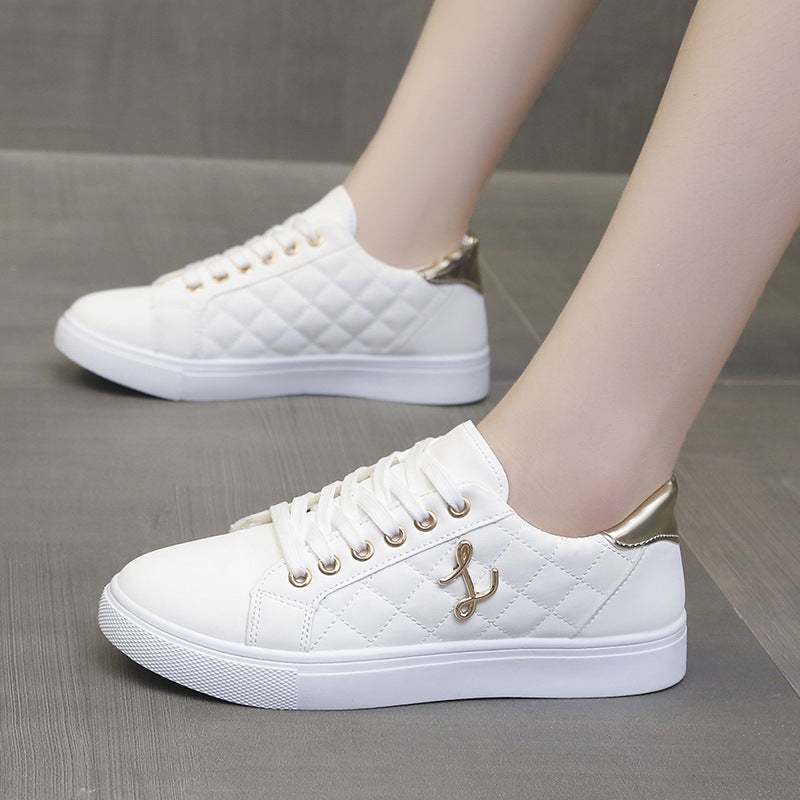 Damen Modische Sneakers mit gestepptem Obermaterial und goldenen Akzenten R&B