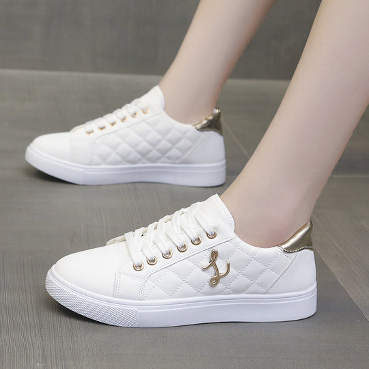 Damen Modische Sneakers mit gestepptem Obermaterial und goldenen Akzenten R&B