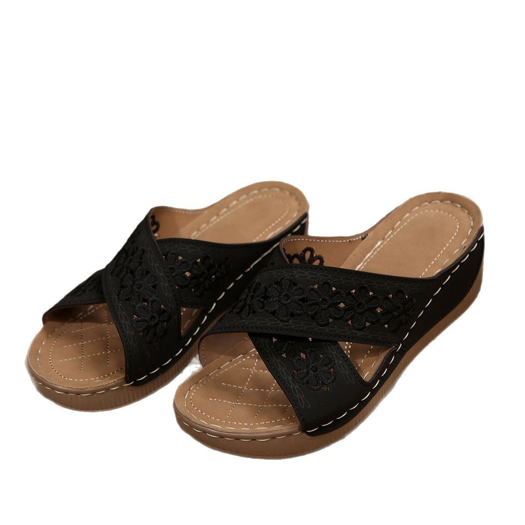 Damen Elegante und komfortable Wedgesandalen mit floralem Design R&B