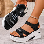 Damen Plateau-Sandalen mit verstellbaren Riemen und modischem Glitzer-Design R&B