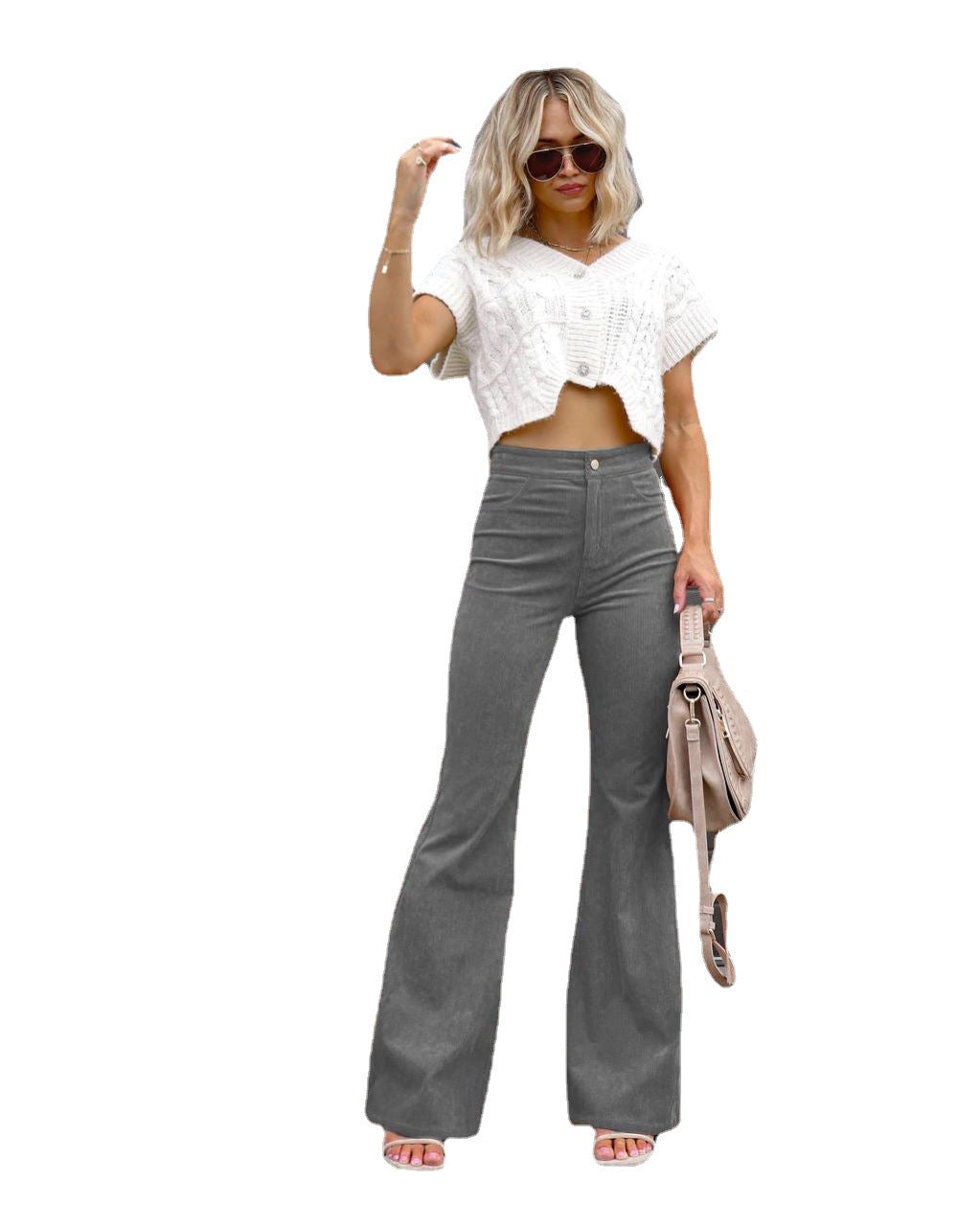 Damen Modische Hochbund-Flared-Jeans R&B
