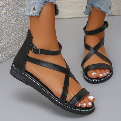 Damen Riemchen-Sandalen mit komfortablem Fußbett und eleganter Schnallenverzierung R&B