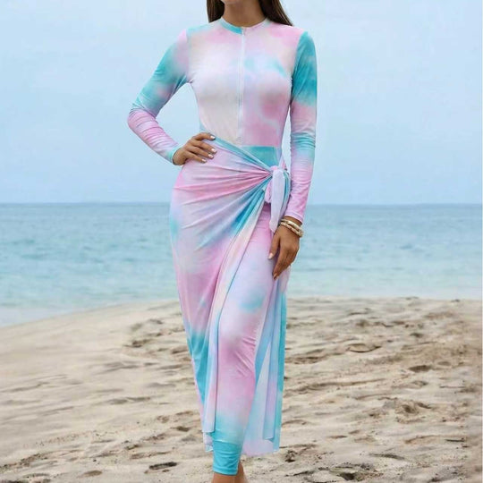 Damen Eleganter Surfanzug mit Reißverschluss und Wickeldetail R&B