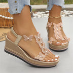 Damen Wedge-Sandalen mit filigranen Schmetterlingsapplikationen und komfortablem Fußbett R&B