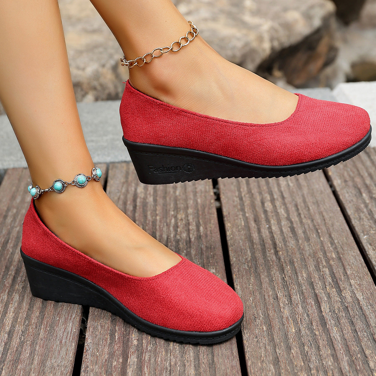 Damen Wedge-Ballerinas mit komfortabler Fußbettung und elegantem Design R&B