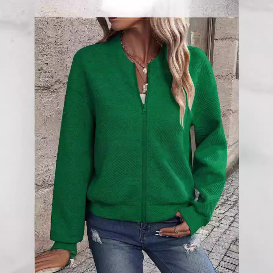 Damen lässige Zip-Jacke mit strukturiertem Design R&B
