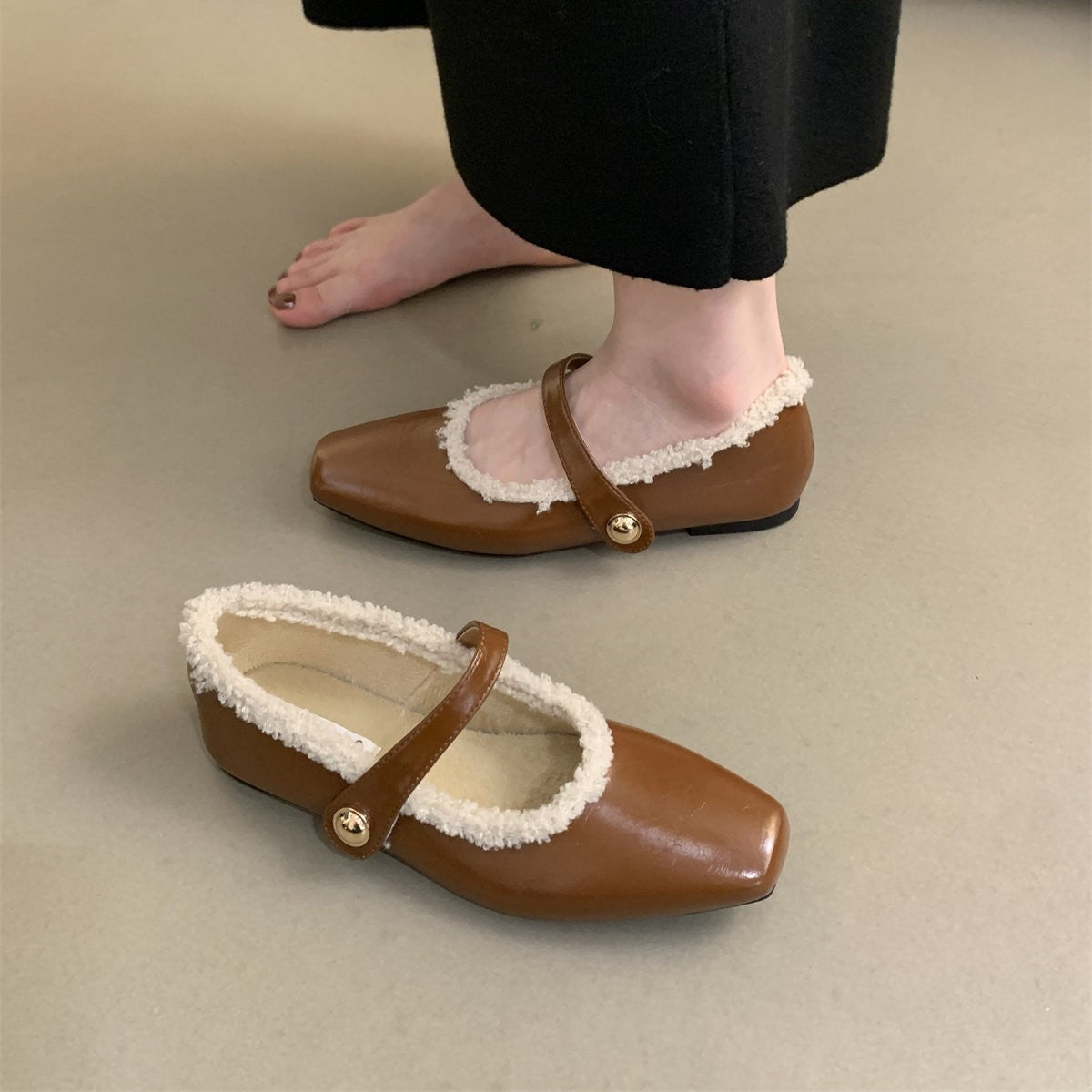 Damen Ballerinas mit modischem Riemchen und weichem Innenfutter R&B