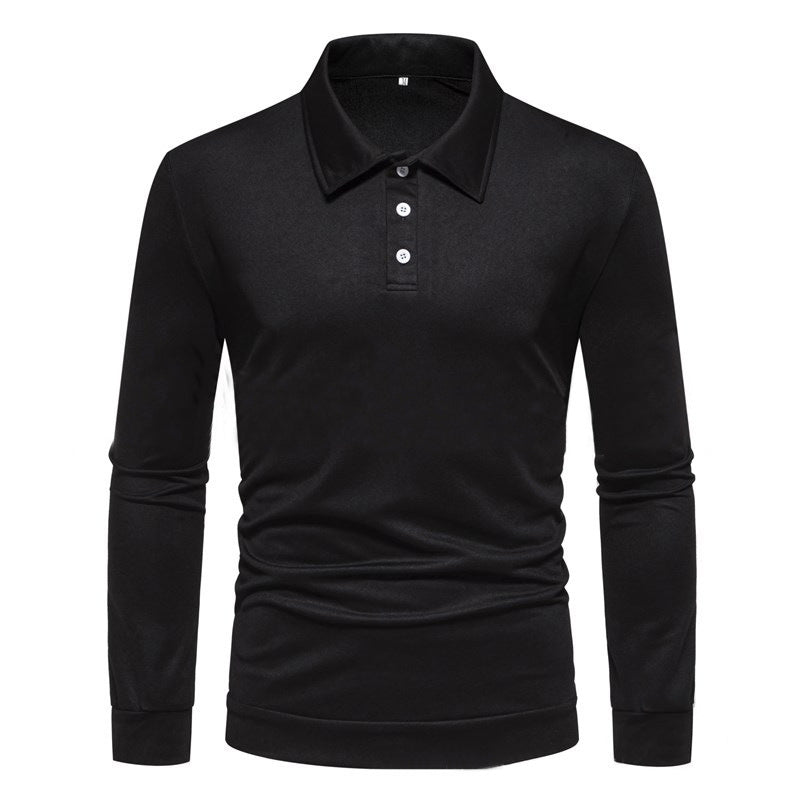 Herren Langarm Polohemd aus atmungsaktivem Stoff mit modernen Knopfdetails R&B