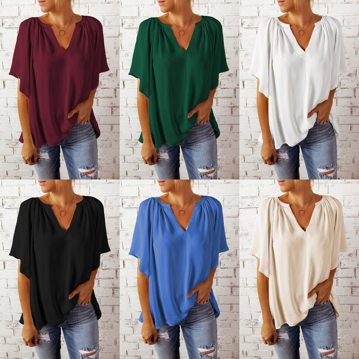 Damen elegante Chiffon-Bluse R&B