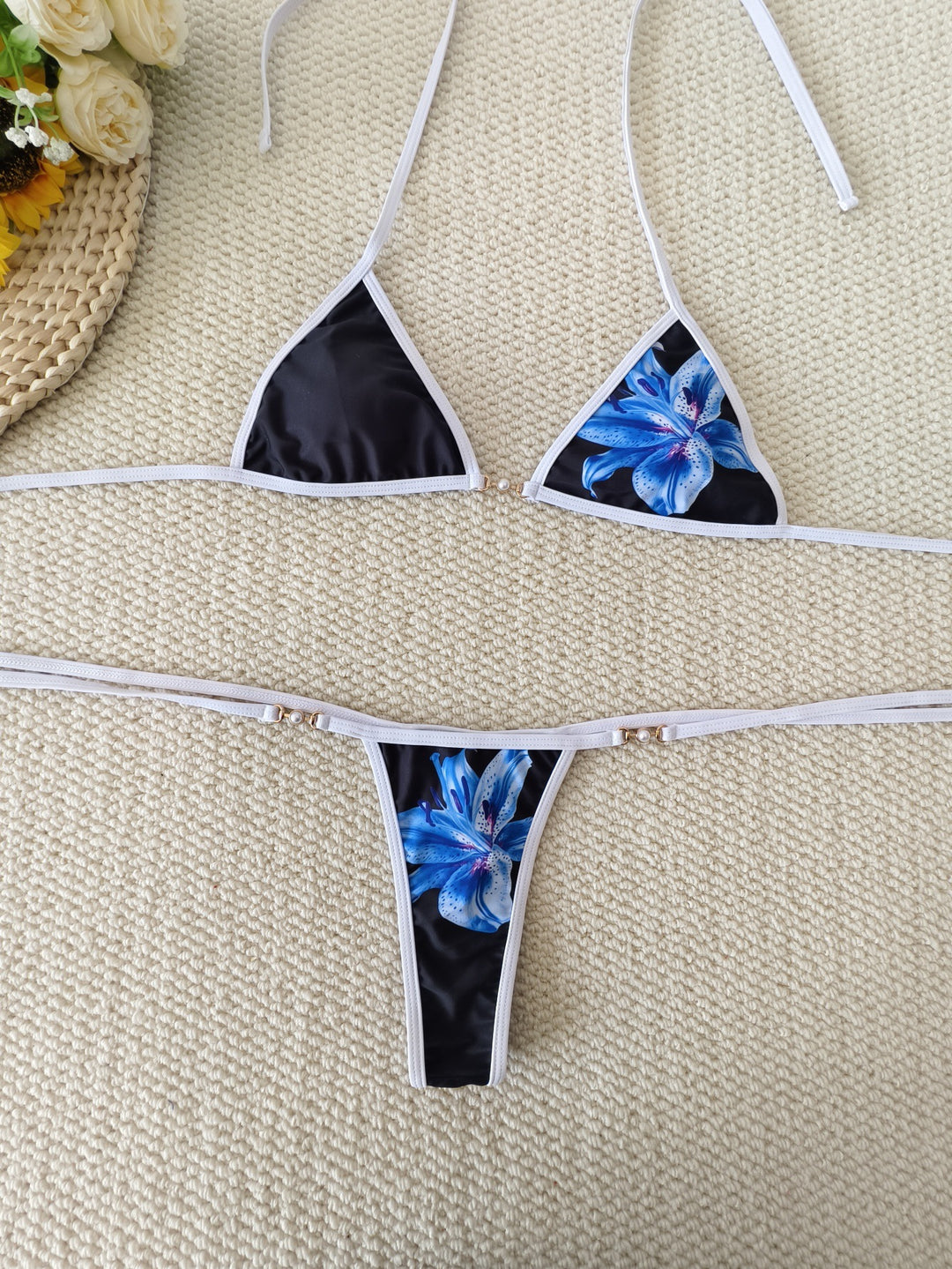 Damen Bikini-Set mit floralem Design und verstellbaren Bändern R&B