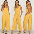 Damen Lässiger Jumpsuit mit verstellbaren Trägern und weitem Bein R&B