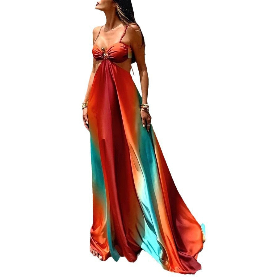 Damen Maxikleid mit verführerischem Wickeldesign und schimmernden Farbverläufen R&B