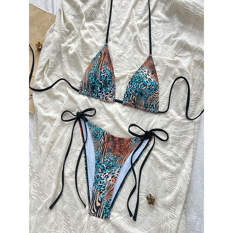 Damen Triangel-Bikini-Set mit verstellbaren BindR&Bändern und hohem Beinausschnitt R&B