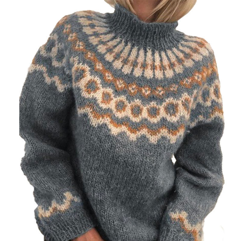 Damen Kuscheliger Strickpullover mit außergewöhnlichem Norweger-Muster R&B