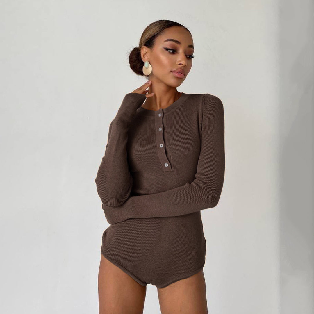 Damen Langarmbody mit Knopfleiste R&B