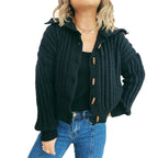 Damen Strickjacke mit dekorativen Knöpfen und strukturiertem Rippenmuster R&B