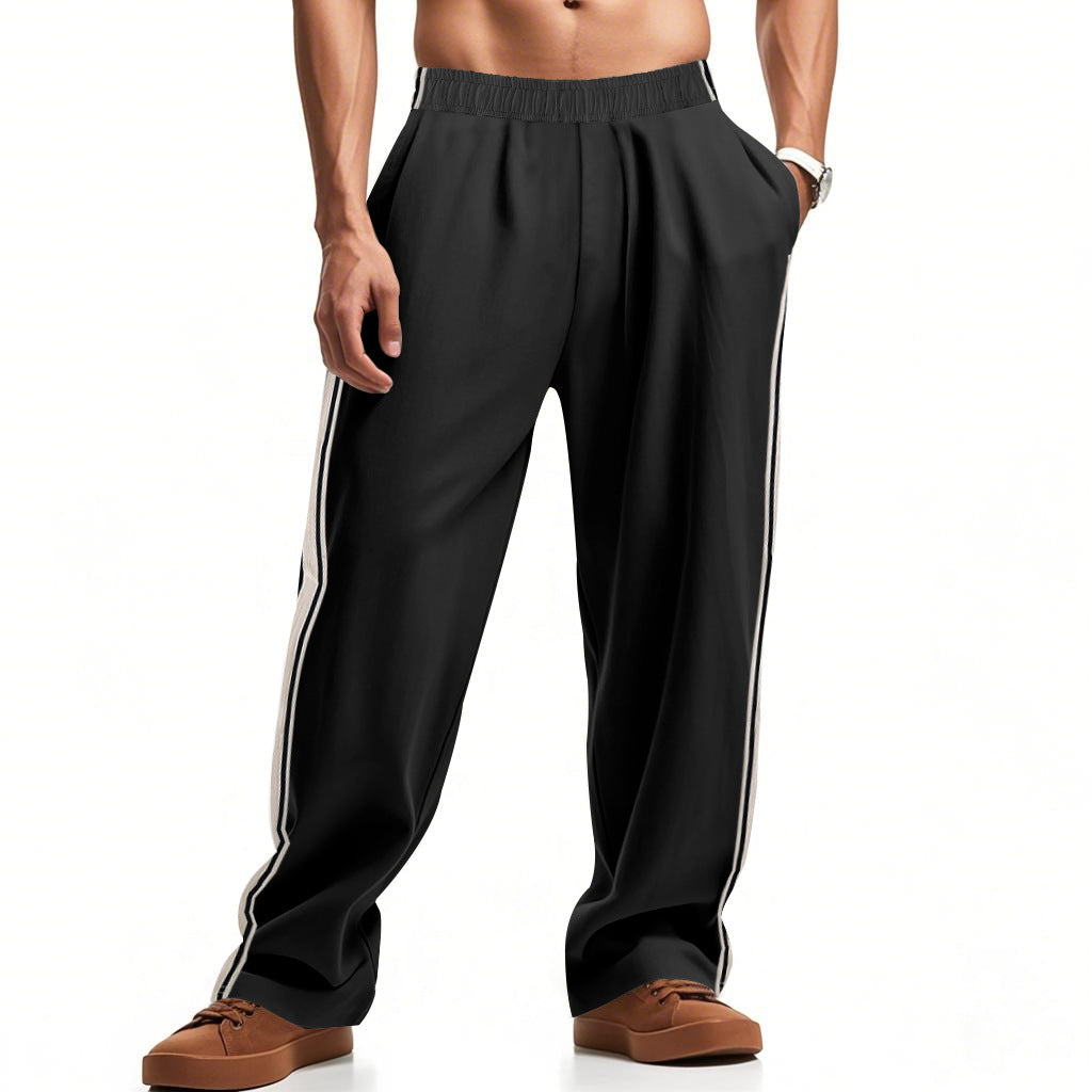 Herren nan lockere Sweat-Jogginghose mit elastischem Bund, seitlichen Doppelstreifen und weichem Baumwollmix R&B