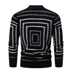 Damen Strickpullover mit geometrischem Muster und hohem Kragen R&B