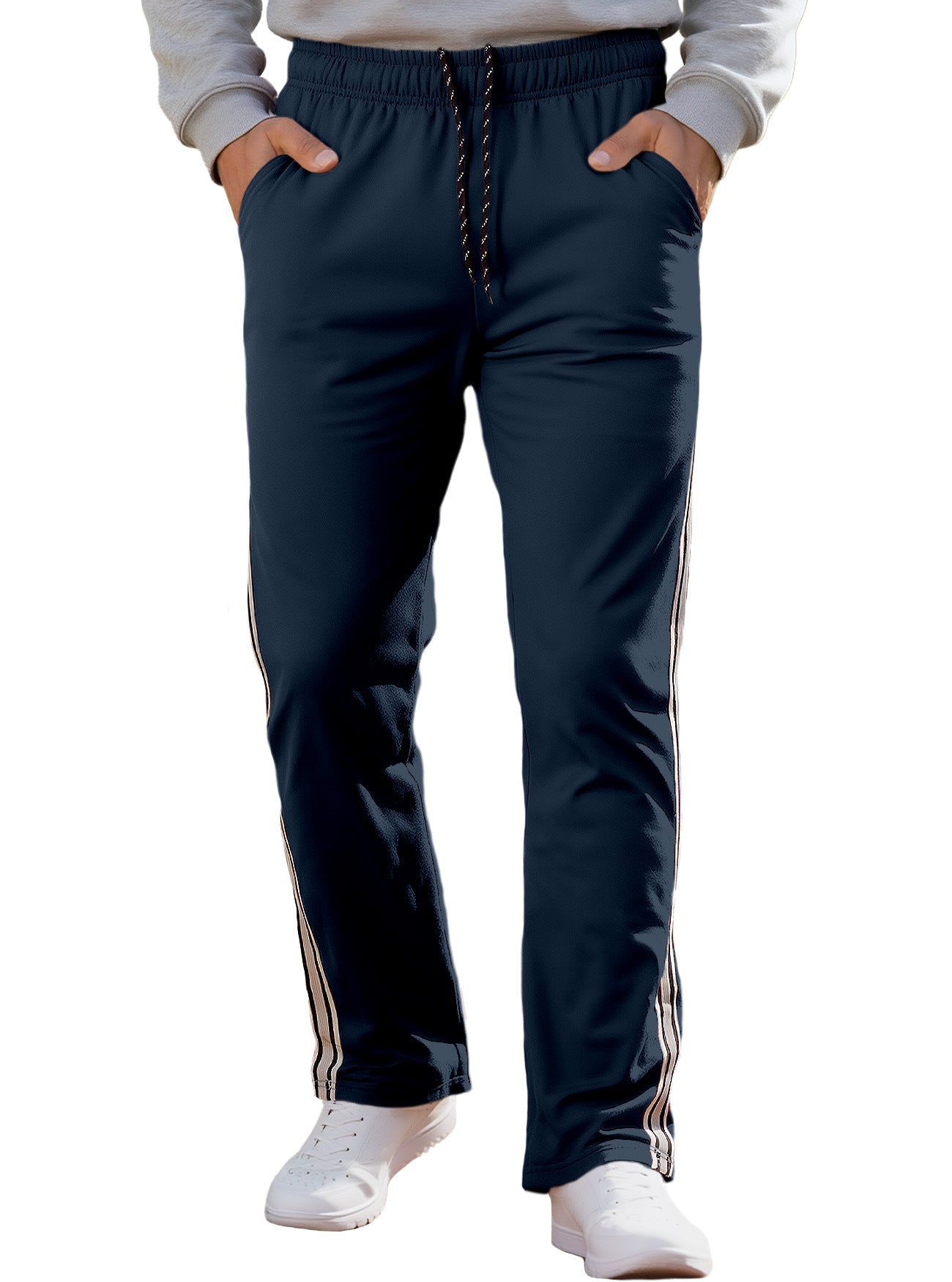 Herren nan Retro-Trackhose mit schmal zulaufendem Bein elastischem Bund Tunnelzug und seitlichen Streifen R&B
