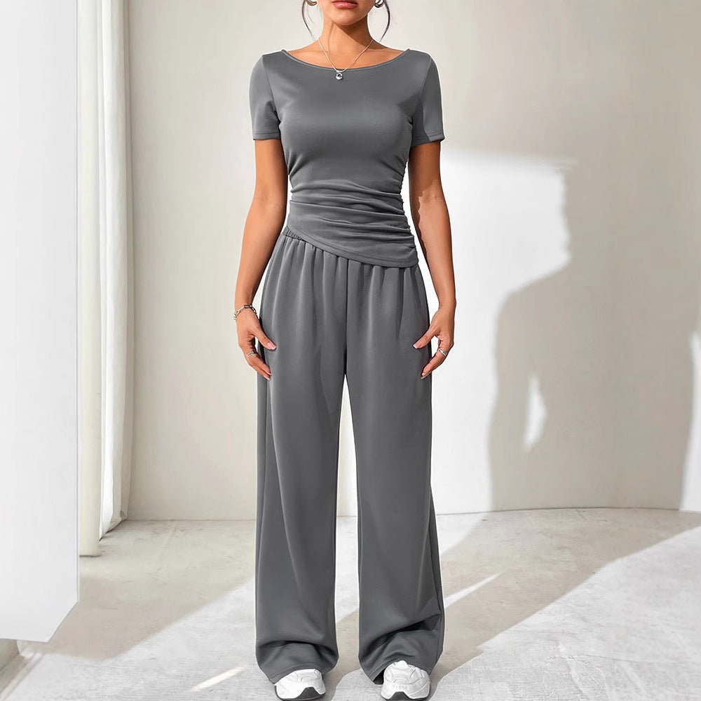 Damen Jumpsuit mit asymmetrischem Schnitt und weit geschnittenem Bein R&B