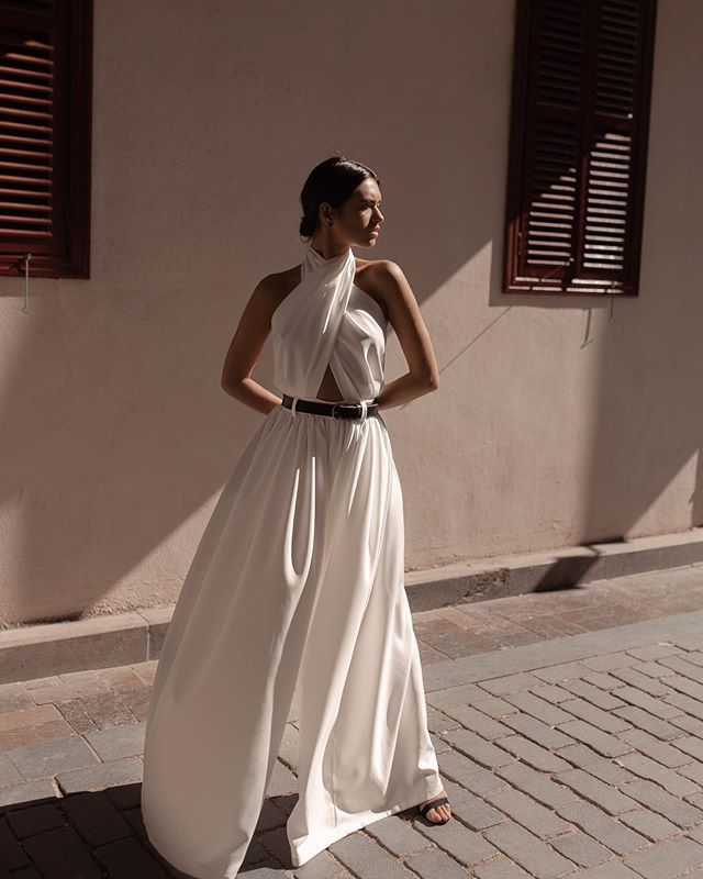 Damen Elegantes Kleid mit asymmetrischem Halspartie und weitem Schnitt R&B