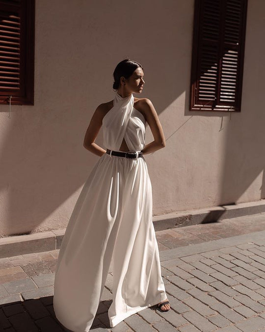 Damen Elegantes Kleid mit asymmetrischem Halspartie und weitem Schnitt R&B