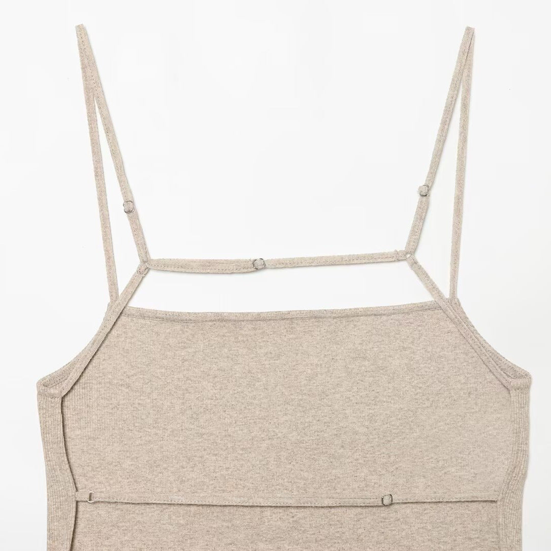 Damen Cropped Top mit zarten Trägerschnüren und funkelndem Saum R&B
