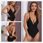 Damen Einteiler-Badeanzug mit tiefem V-Ausschnitt und verführerischen Cut-Outs R&B