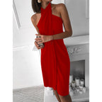 Damen Halterkleid mit elegantem Drapierungseffekt R&B