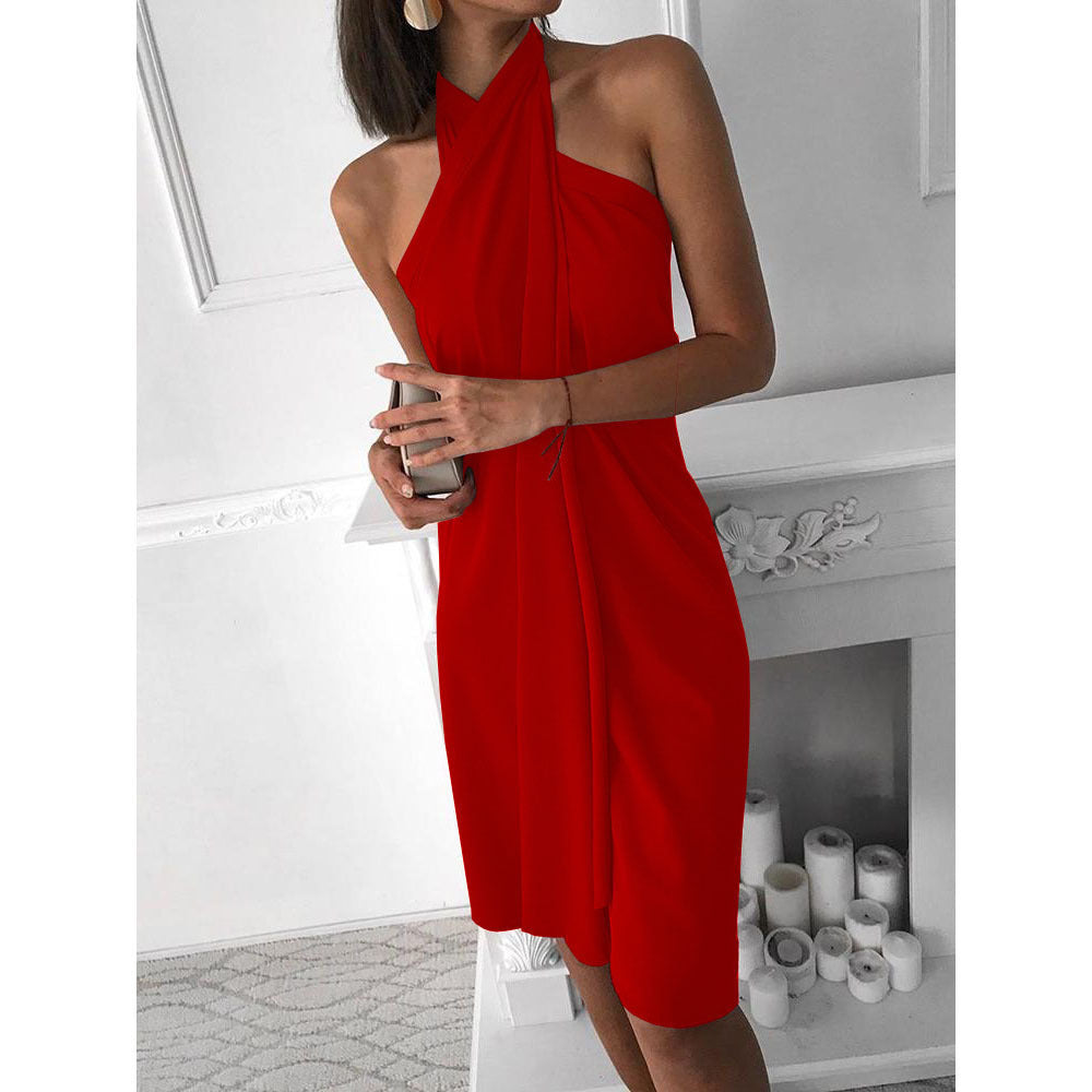 Damen Halterkleid mit elegantem Drapierungseffekt R&B