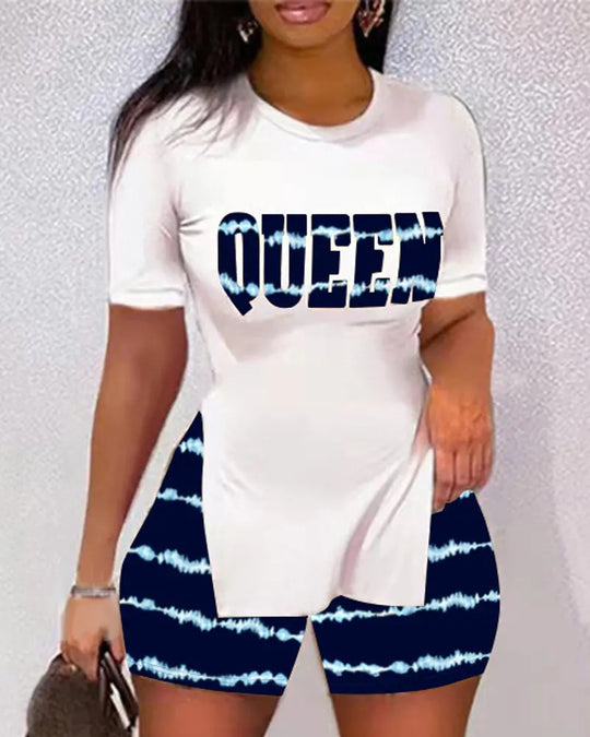 Damen Freizeit-Kombination mit kreativem Tiermuster und bequemen Shorts R&B