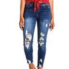 Damen lässige Skinny Jeans im distressed Look R&B