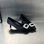 Damen elegante Pumps mit funkelndem Strass-Buckle und schickem Absatz R&B