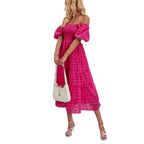 Damen Midikleid mit Off-Shoulder-Design und luftigen Puffärmeln R&B