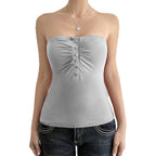 Damen Trägershirt mit Rüschendetails und Knopfverschluss R&B