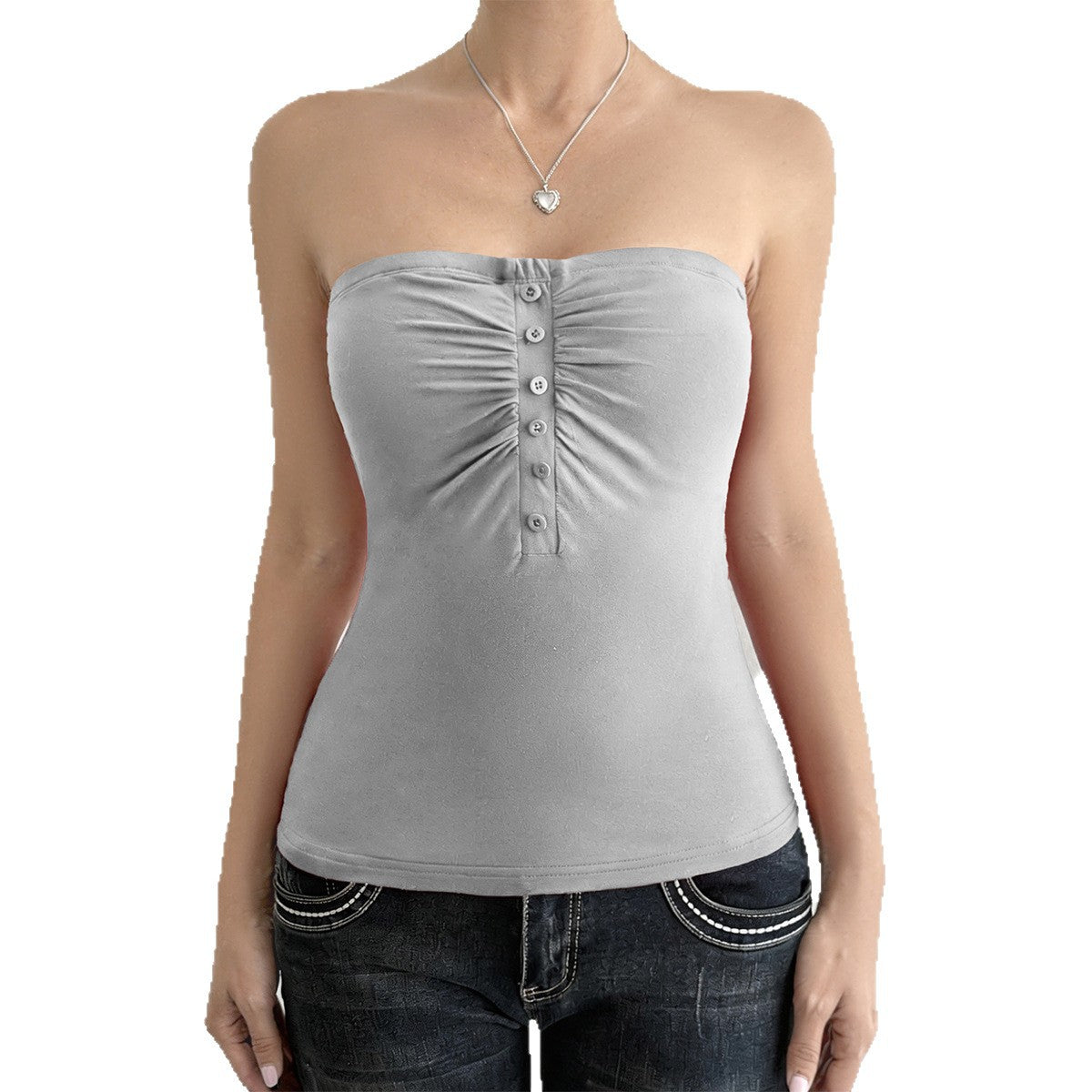 Damen Trägershirt mit Rüschendetails und Knopfverschluss R&B