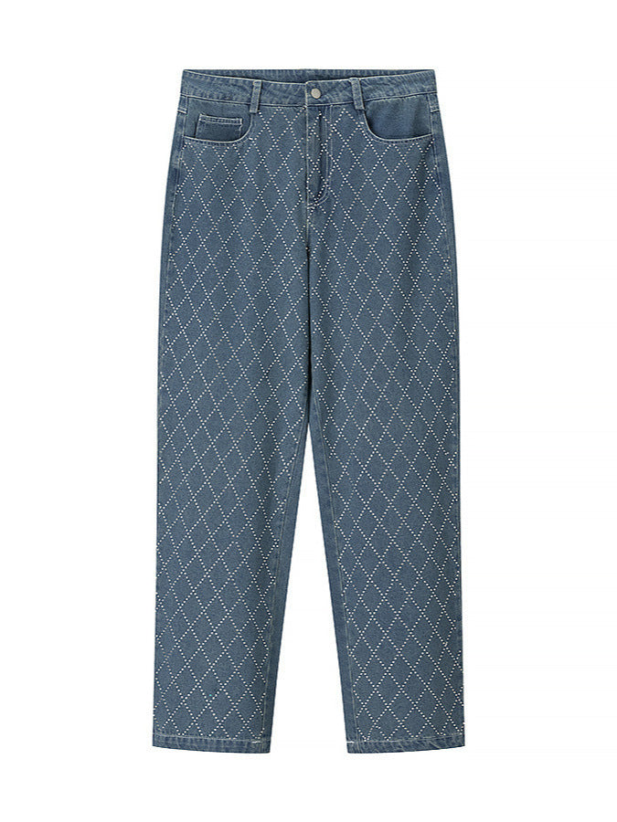 Damen High-Waist Jeans im modernen Karomuster R&B