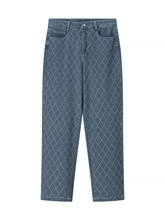Damen High-Waist Jeans im modernen Karomuster R&B