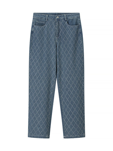 Damen High-Waist Jeans im modernen Karomuster R&B