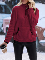 Damen Fleece Pullover mit halbem Reißverschluss R&B