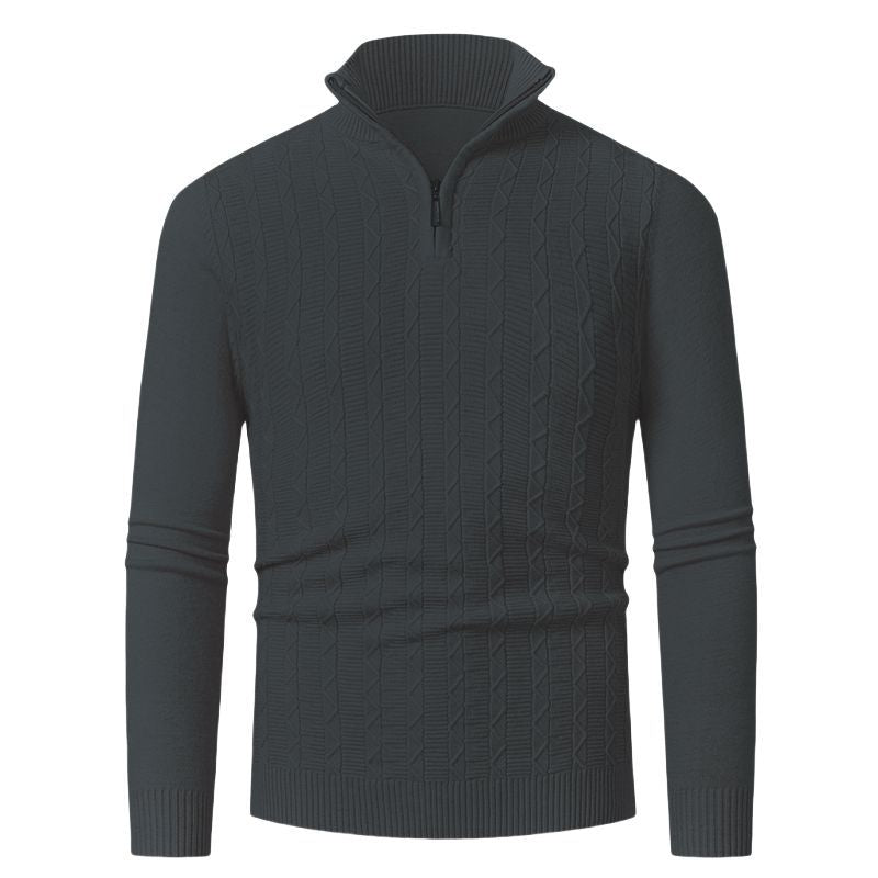 Herren hoher Kragen Strickpullover R&B