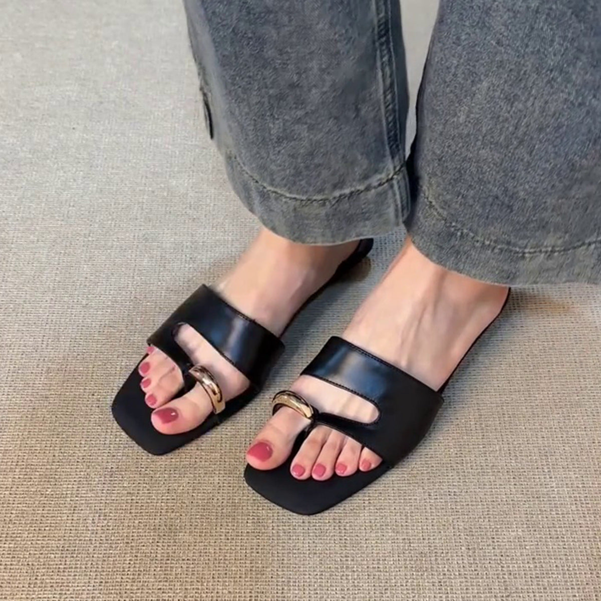 Damen elegante Sling-Sandalen mit modischem Riemen und komfortablem Fußbett R&B