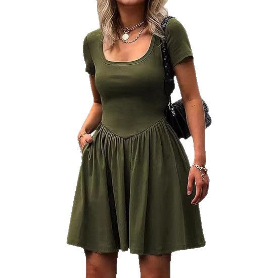 Damen Kurzarm Kleid R&B