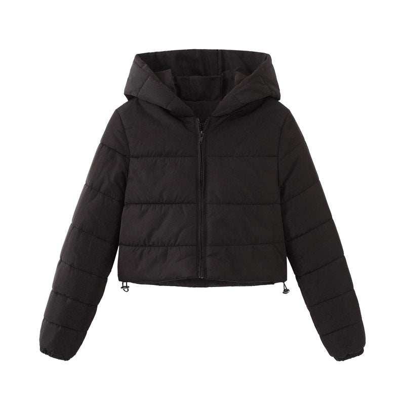 Damen gesteppte kurz geschnittene Jacke mit Kapuze R&B