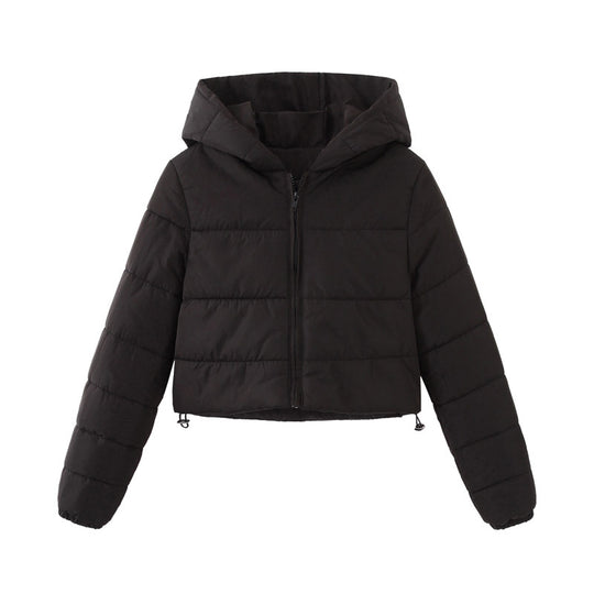 Damen gesteppte kurz geschnittene Jacke mit Kapuze R&B