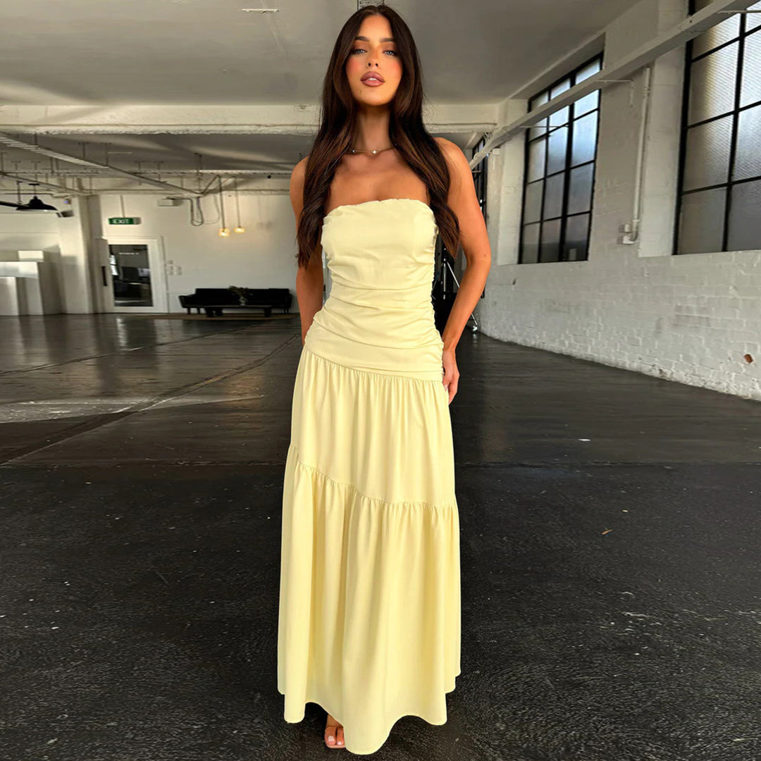 Damen romantisches Wickelkleid mit voluminösem Rock und gerafftem Oberteil R&B