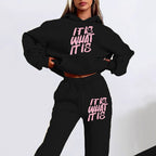 Damen Freizeit-Hoodie und Jogginghose Set mit inspirierendem Schriftzug