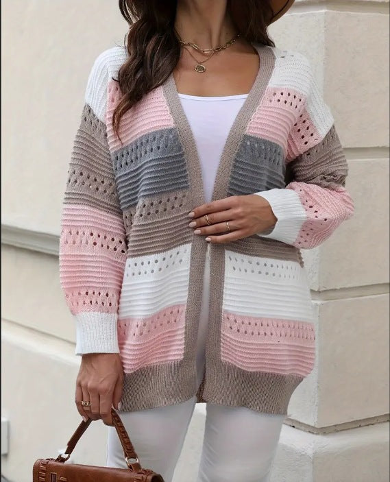 Damen modische Strickjacke mit einzigartigem Muster und lässigem Schnitt R&B
