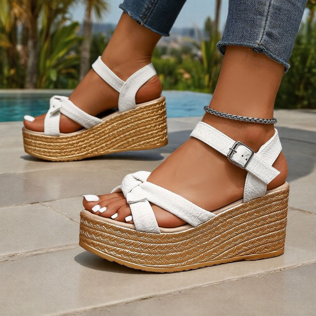 Damen Wedge-Sandalen mit kunstvollem Riemen-Design und komfortabeler Sohle R&B