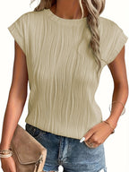 Damen Elegantes Oberteil mit strukturiertem Wellenmuster und elastischem Saum R&B